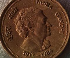 5 Rupee Coin - Indira Gandhi Faced
