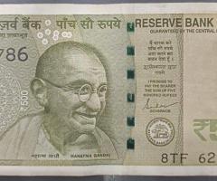 Rare Lucky 786 Number ₹500 Note for Sale – Excellent Condition