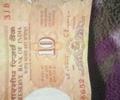 Old 10 rupees note signed by c.rangarajan.shalimar garden