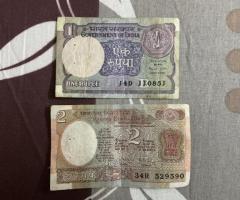 Old Rs.1 & Rs.2 Currency Notes