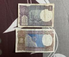 Old Rs.1 & Rs.2 Currency Notes