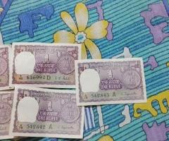 Old Indian Currency Notes of 1 Rs for Sale