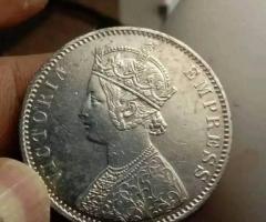VICTORIA  EMPRESS ONE  RUPEE  SILVER 1885
