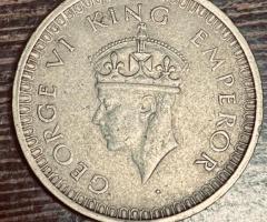 1942 British India King George VI Silver One Rupee Coin – Bombay Mint Vintage Collectible