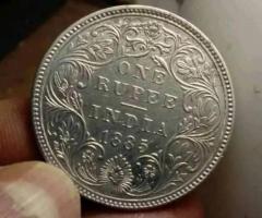VICTORIA  EMPRESS ONE  RUPEE  SILVER 1885