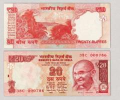 Rare ₹20 Note – Fancy Serial Number 000786 – Collector's Item