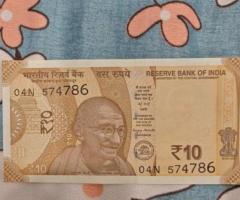 Brand new Rs 10 note with ending digits as 786