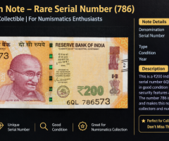 ₹200 Indian Currency Note with 786 Serial Number – Collectible Banknote